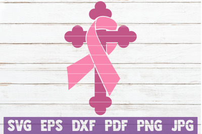 Pink Ribbon Cross SVG Cut File