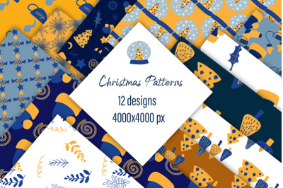 Christmas patterns with doodles