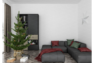 Christmas interior mockup