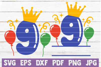 Birthday Balloons No 9. SVG Cut File