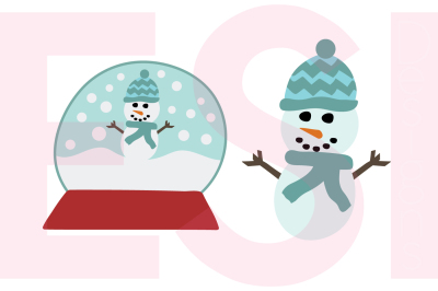 Snowman & Snow globe Design Set 2 (with Hat) - SVG, DXF, EPS & DXF, Clipart and cutting files