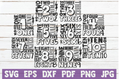 Numbers Word Art Bundle SVG Cut File