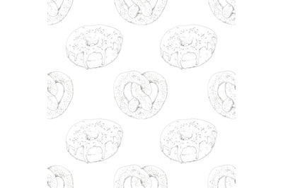 Graphic seamless pattern with donuts and pretzels