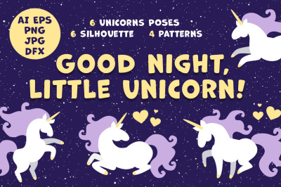 Good night little unicorn vector collection