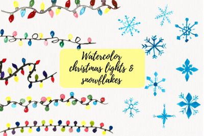 Christmas Lights Clipart, Watercolor String Lights Clipart