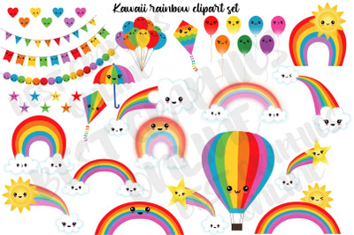 Kawaii Rainbow Clipart Set Cute Weather
