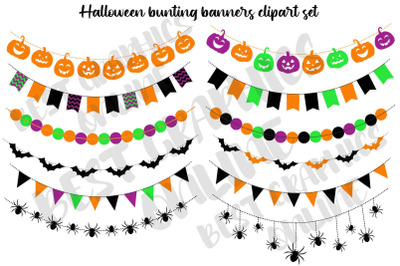 Halloween Bunting Banners Clipart Bats