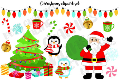 Christmas Holiday Clipart Set Santa Clauss