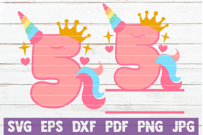 Unicorn Birthday No 5. SVG Cut File