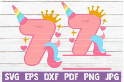 Unicorn Birthday No 7. SVG Cut File