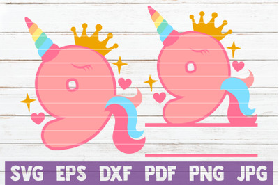 Unicorn Birthday No 9. SVG Cut File