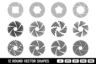 12 abstract circular ornaments. Vector symbols.