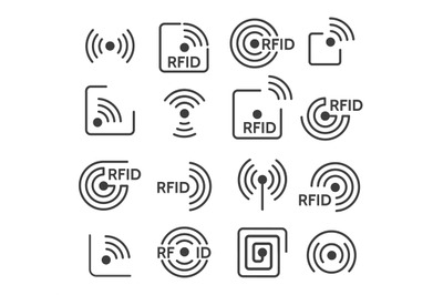 Rfid icons set