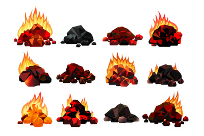 Burning coal set