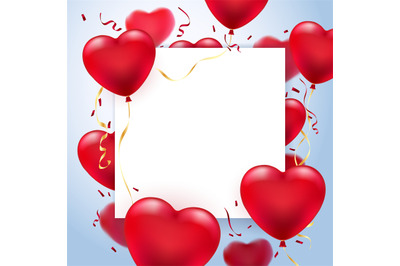 Heart balloons greeting card frame