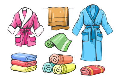 Towels and bathrobes set