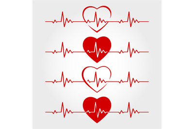 Ecg lines with hearts