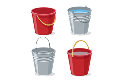 Full and empty gardening buckets