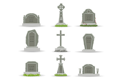 Cartoon gravestones and tombs