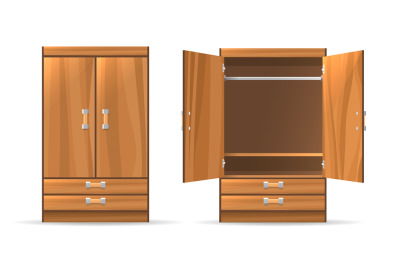 Opened and closed wardrobe