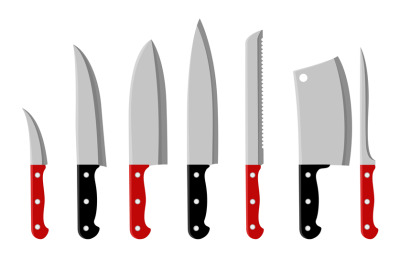 Kitchen knifes cartoon set