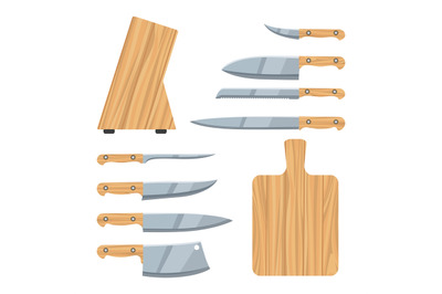 Knives cartoon cooking kitchen set