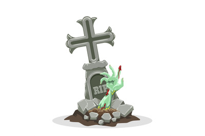 Grave and zombie hand