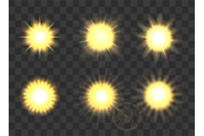 Suns on transparent background