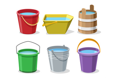 Buckets with water