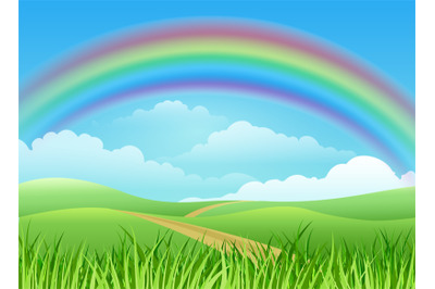 Rainbow landscape cartoon background