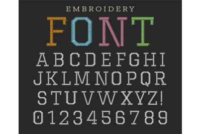 Embroidery font, sew letters