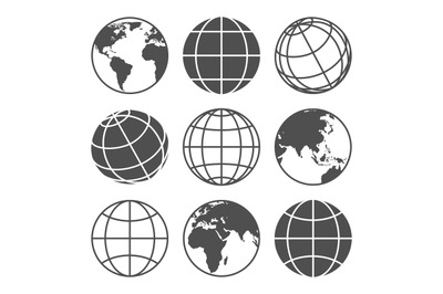 Planet map globe icons