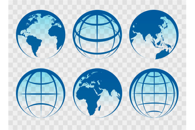 Globe blue earth icons