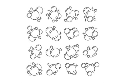 Outline underwater bubbles icons