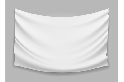 Blank white fabric flag banner