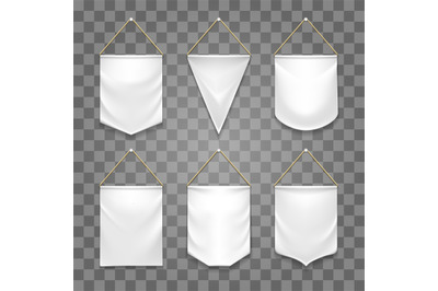 Blank white pennant set