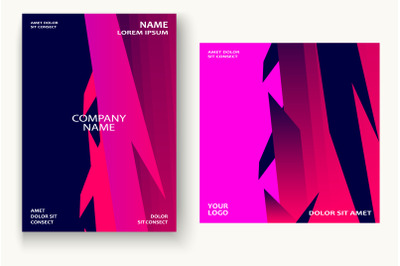 Minimal cover graphic design vector. Neon halftone pink blue gradient.