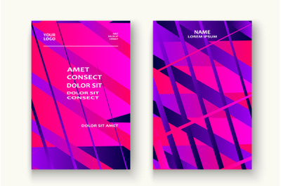 Minimal cover set design vector illustration. Neon halftone pink blue