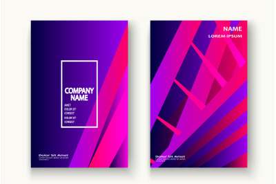 Minimal cover set design vector illustration. Neon halftone pink blue