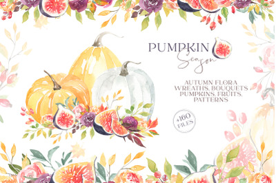 Pumpkin Season Autumn Watercolor Clipart