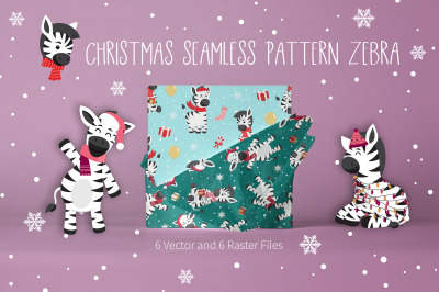 Christmas Zebra Seamless Pattern