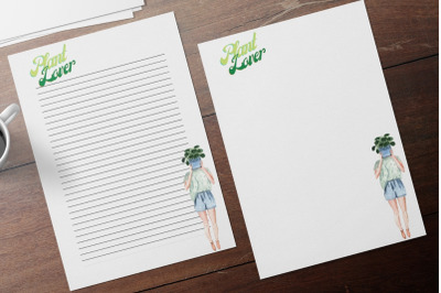 Stationery Papers for Plant Lover, Digital Stationery Set