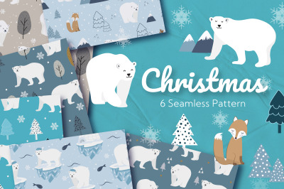 Christmas Polar Bear Seamless Pattern