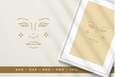 Female face line art graphic style vector illustration printable clipa