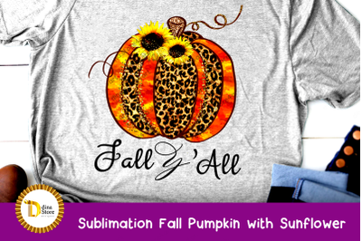 Sublimation Clipart-Fall Pumpkin with Sunflower