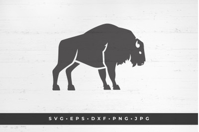 Bison silhouette isolated on white background vector illustration. SVG