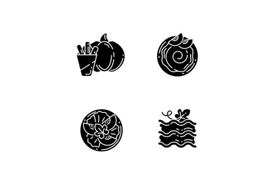 Gourd recipes black glyph icons set on white space