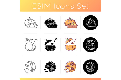 Autumn dishes recipes icons set