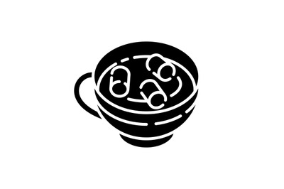 Homemade hot chocolate with marshmallows black glyph icon