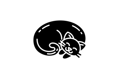 Curled up cat black glyph icon